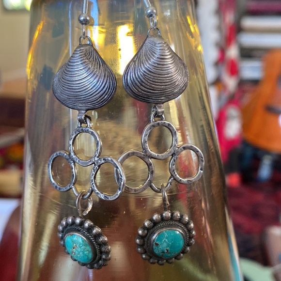 Sterling Turquoise Dangle Earrings - Picture 6 of 6